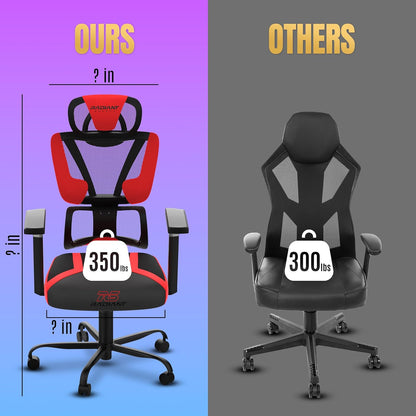 Radiant Sports Breathable Mesh Gaming Chair with Fan - Ergonomic Reclining Gaming - Breathable and Comfortable Design - Lightweight Chair for Gamer's